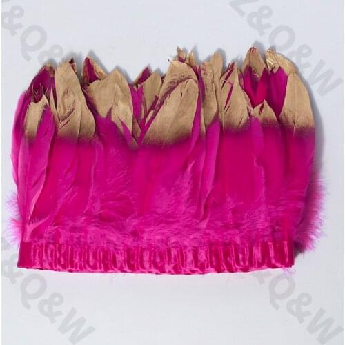 Natural plum red goose feather spray gold head made of 2 meters cloth edge DIY costume dress skirt side net red wall decoration