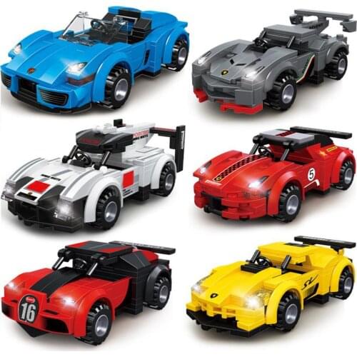Technical super sport car block Bugattis chiro lambor Centenario Aventador Italian laFerra Karting pull back vehicle brick toy