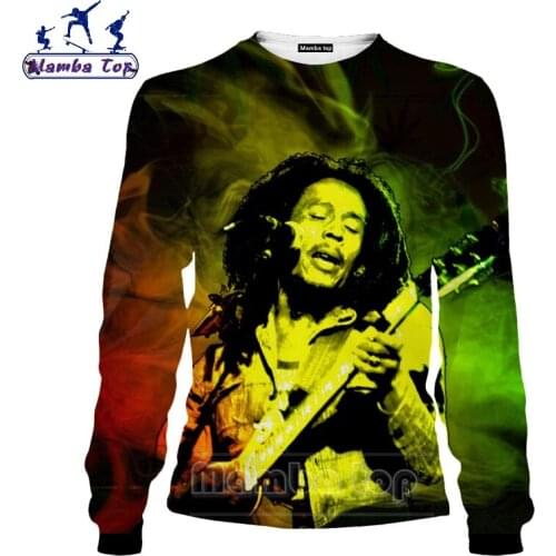 Mamba top Bob Marley Sweatshirt 3D Print Rock Singer Funny Black Clothes Mens Shirt Hippie Camping Hip Hop Men Women Streetwear