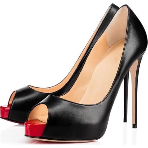Womens Peep Toe Super High Heel Platform Slip On Pumps Thin Heels Wedding Party Shoes Large Size 34-46