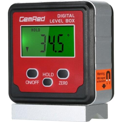 GemRed Level Box Angle Gauge Measuring Tool Digital Angle Finder Inclinometer Level Gauge Magnetic Base
