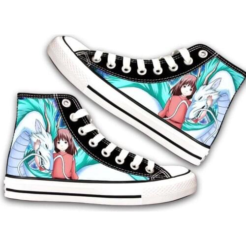 Unisex Anime 3D Miyazaki Hayao Spirited Away Casual Canvas Shoes Student Tonari no Totoro Flat Bottom duck shoes Sneakers