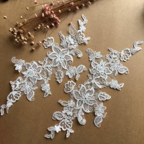Gorgeous Alencon Lace Applique In Ivory, Bridal Veil Lace Trim Appliques, Lace Applique For Sewing Craft, Costume Design