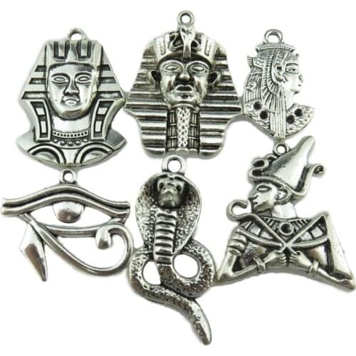 6X Vintage Egypt Egyptian Pharaoh Snake Cobra Guard Horus Ra Amulet Eye Pendant