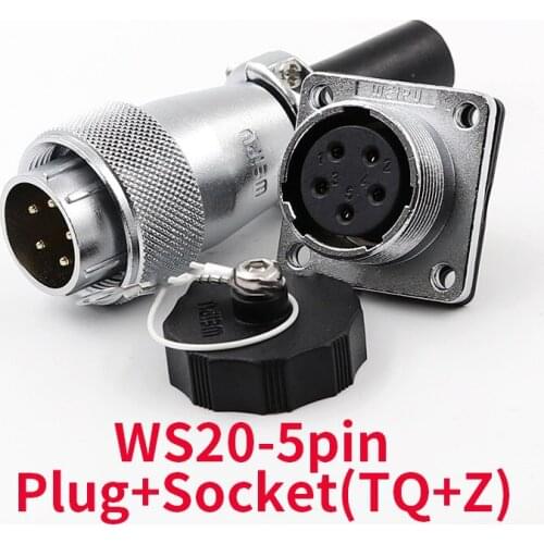 IP68 Waterproof Connector 5 Pin WS20 Shockproof High Voltage Connectors Plug Socket Industrial Power Connector
