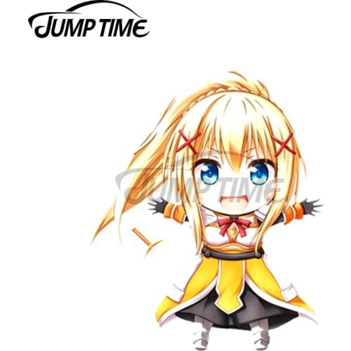 Jump Time 13 x 9.3cm For Konosuba Darkness Car Stickers Accessories Vinyl JDM Bumper Trunk Truck Graphics Fine Anime Decal