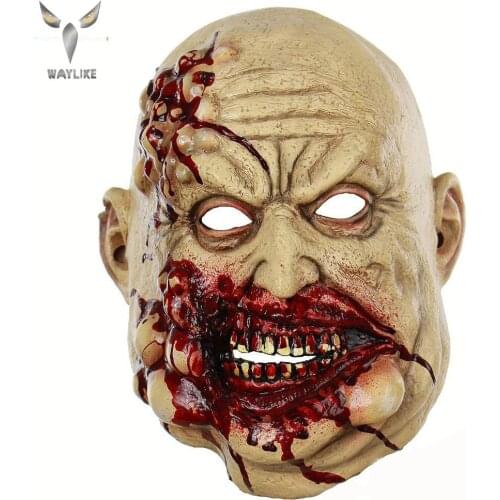 WAYLIKE Halloween Chef Butcher Clown Mask Latex Scary Tricky Props Horror Headgear Zombie Mask
