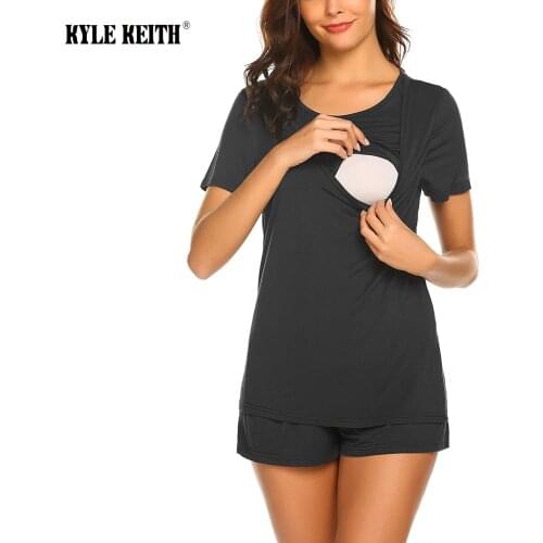 Womens Pajama Set Short Sleeve Sleepwear Breastfeeding Maternity Clothes Pregnancy Shorts Chemise De Nuit Femme Enceinte