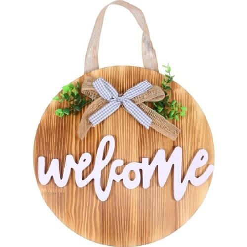 1pc Welcome Sign Hanging Pendant Chic Door Hanging Decor Door Bowknot Pendant Country Garland Logo Bow Decoration Doorplate