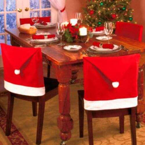 1 pc christmas chair covers Santa Claus Hat Christmas Dinner Chair Back Covers Table Party Decor New Year Party Supplies