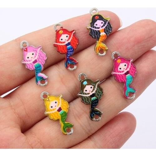 10pcs Romantic Style DIY Ocean Enamel Alloy Mermaid Princess Connector Beach Charm Creative Handmade Jewelry Accessories