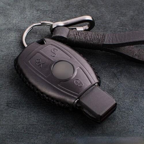 1X Genuine Leather Car Remote Key Shell Key Case Cover for Mercedes Benz C S E level C200L GLA GLC GLE GLK Car Accessories