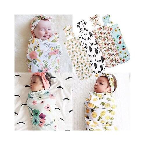 Soft Muslin Newborn Baby Blanket Bedding Blanket Wrap Swaddle Blanket Bath Towel Children Sleeping Bag Headdress 2pcs