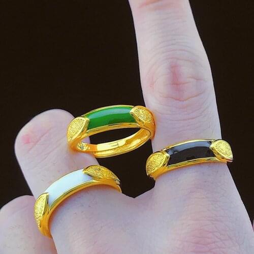 2021 New Geometry Colorful Enamel Dripping Oil 18K Gold Cuff Ring for Men Boys Fashion Trendy Jewelry Gift