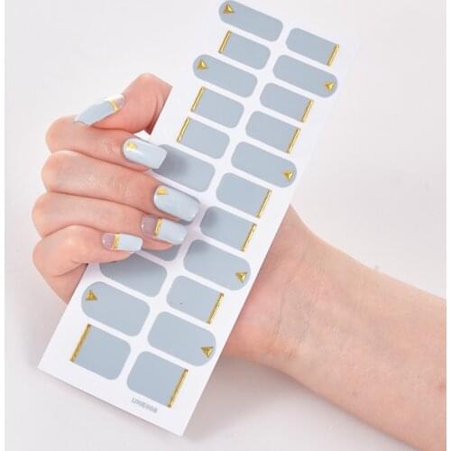 22 Tips/Sheet Solid Color And Striped Manicure Nail Decoration Nail Stickers Adhesive Self Adhesive Nailart Sticker Nail Designs