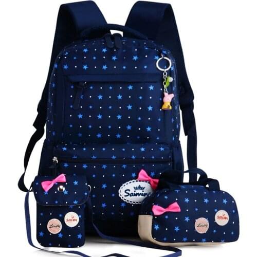 3PCS/Set Cute Printing School Bags For Girls Children Waterproof School Backpacks Kids Bag Schoolbag Nylon Mochila Infantil