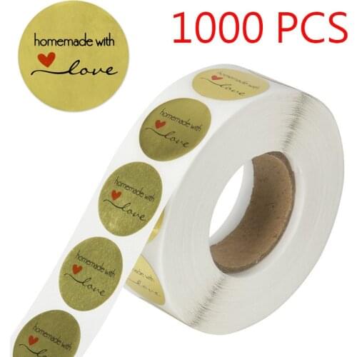 500pcs 1 Inch Round Handmade with Love Stickers seal labels for wedding decoration party decoration baby shower Gift