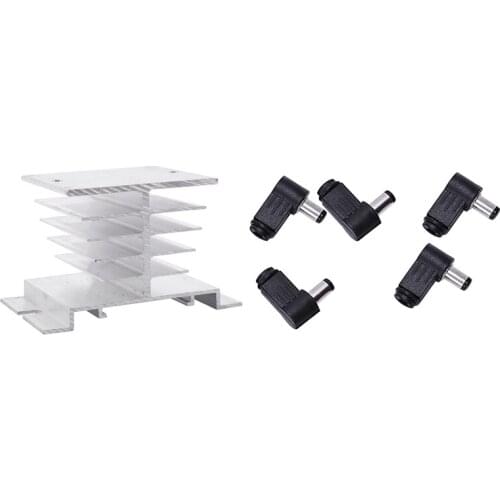 Aluminum Heatsink Heat Sink Aluminum Solid State Relay With 5Pcs DC In-Line Plug Socket Jack Connector
