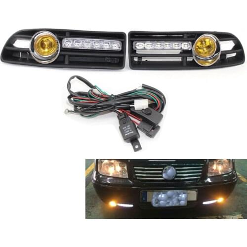 Car GRILLE FOG Light Fit FOR VW JETTA BORA MK4 99-04 LED DRL (white) Yellow Lens