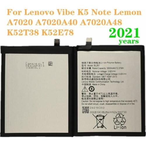 BL261 Battery For Lenovo Vibe K5 Note Lemon A7020 A7020A40 A7020A48 K52T38 K52E78 Mobile Phone Battery 3500mAh High Capacity