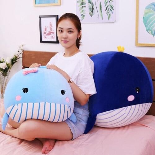 Big Fat Cute Whale Plush Toy Soft Stuffed Cartoon Animal Fish Doll Rest Nap Sofa Pillow Cushion Girls Lovers Valentines Gift