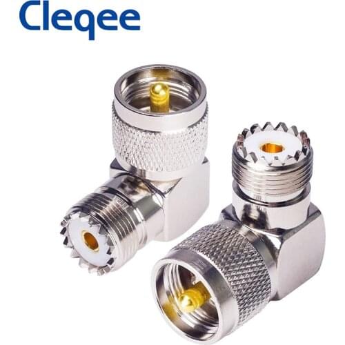 Cleqee 1PC Right Angle UHF PL259 Male Plug To SO239 Female Jack RF Coaxial Adapter Copper Connector