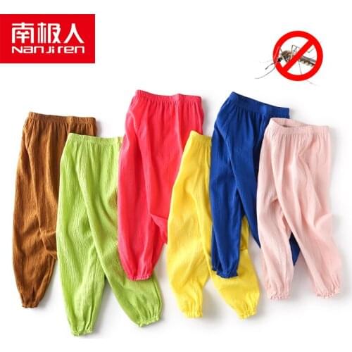 NANJIREN Child Pants For 4-16 Years Old Solid Boys Girls pajamas home Pants Summer Anti-mosquito bites Kids Children Trousers