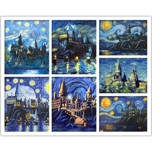 DIY 5D Home Decoration Diamond Embroidery Van Gogh Starry Night Cross Stitch Kit Abstract Oil Painting Castle Resin Hobby Craft