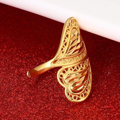 Health Brass Material Adjustable Size Wedding Gold Color Ring for Women Ethiopian Somali Kuwait Fashion Rings