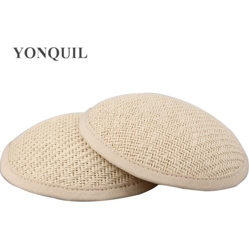 Beige Solid 13CM Round Imitation Sinamay Fascinator Base Material Cap DIY Hair Accessory Millinery Decorative Ladies Party Hat