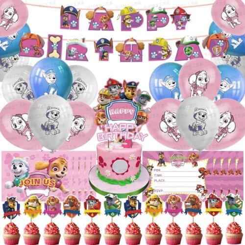 Paw Patrol Birthday Decoration Kit Children Party Supp Set Anime Figures Toys for Girl Friends Gift Happy Meal Banner Ballons