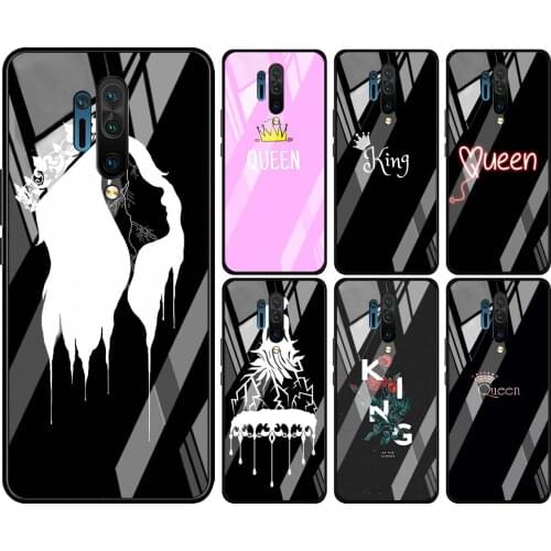 Tempered Glass Hot New Shell Luxury Cover King Queen Couple Lover For Oneplus 7 7T 8 Z 8 8T 9 9R Nord PRO 5G Phone Case