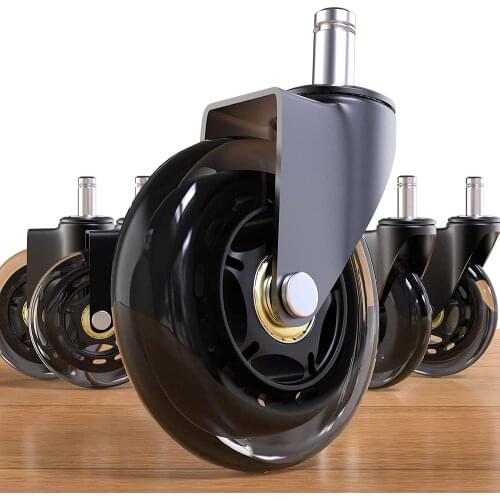 Office Chair Caster Wheels, Rubber Chair Casters Replacement, 3 Inch Heavy-Duty Computer Gaming Desk Caster Wheels Smooth & Safe