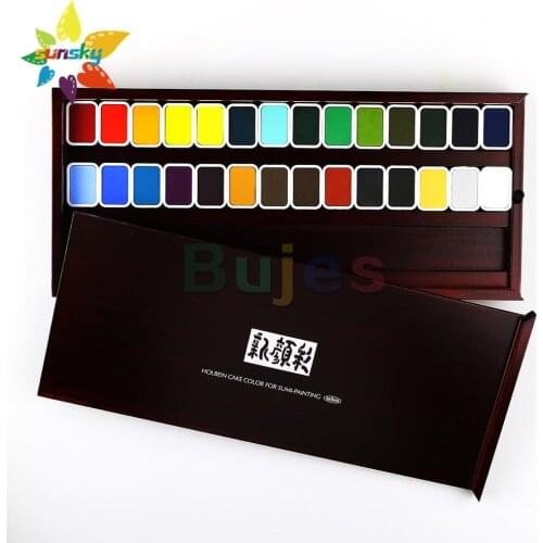 Original HOLBEIN CAKE COLOR FOR SUMI-PAINTING New color 14/28 color Painting pigment Solid watercolor pigment art supplies