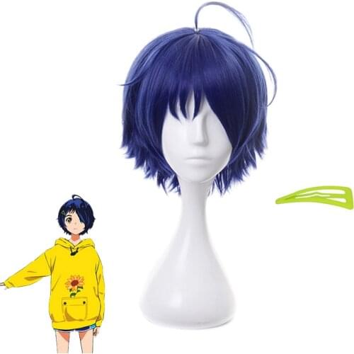 Anime WONDER EGG PRIORITY Ohto Ai Dark Blue Short Wig Cosplay Costume Heat Resistant Synthetic Hair Party Wigs