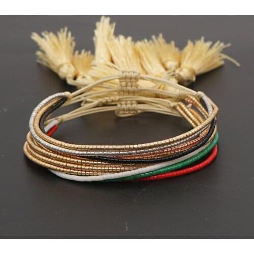 Hand-woven Miyuki Rice Beads Multilayer Golden Beading Couple Bracelet Ladies Best Friend Gift Boho Style Adjustable Chains