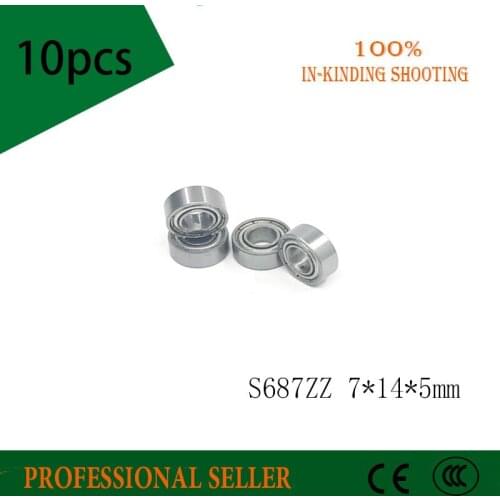 Free Shipping 10PCS S687ZZ S687 ZZ Bearings 7x14x5 mm 687ZZ Stainless Steel Ball Bearings DDL-1470ZZ