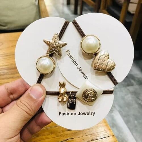 High Quality Hot Selling Korean Style Bear Fashion Simple Alloy Rabbit Heart Star Hair Band Hair Rope Hair Ring Lovely