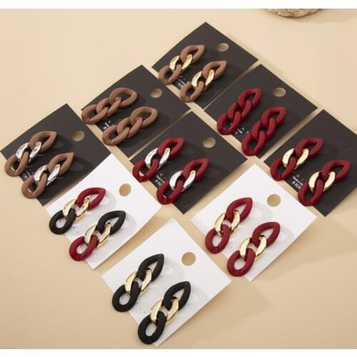 Find Me Simple Alloy Geometric Earrings Red Long Pendant Earrings For Women Fashion Jewelry Accessories