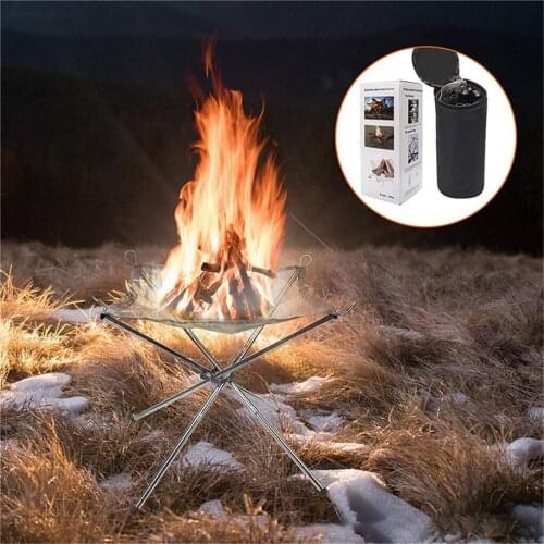 Campfire Bracket Folding Barbecue Fire Stand Stainless Steel Outdoor Camping Burning Support Holder