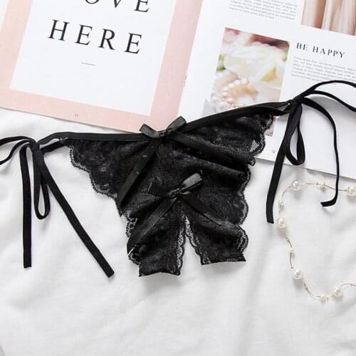 Ladys Exotic Lingeries G-Strings Intimates Thongs Tangas Low Waist Underwear Women Sexy Lace Panties Back Open Women