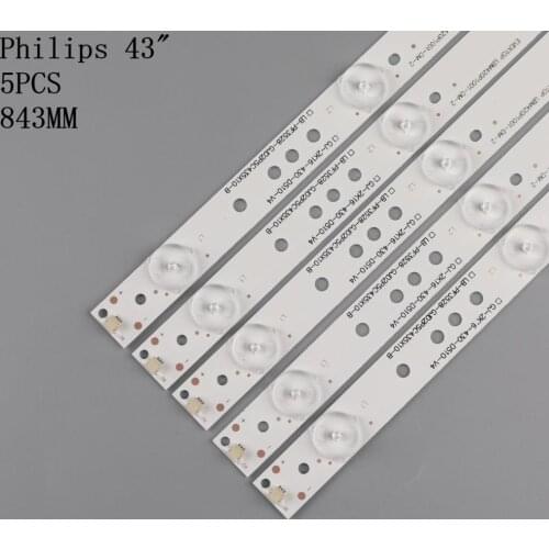New 5 PCS/set 10LED(3V) 842.5mm LED backlight strip for 43PFT4131 43PFS5301 GJ-2K15-430-D510 GJ-2K16-430-D510-V4 01Q58-A