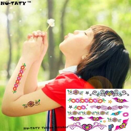 Nu-TATY Wings Love Hearts Lady Temporary Body Art Flash Tattoo Sticker 17*10cm Waterproof painless Henna selfie Tatoo tattoo