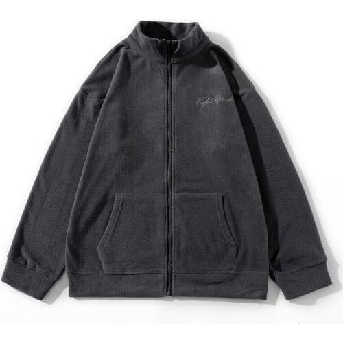 Autumn Couples Loose and Comfortable Sweatshirt Solid Color Polar Fleece Warmth Fashion Stand-up Collar Jacket Fleece Sweatshirt