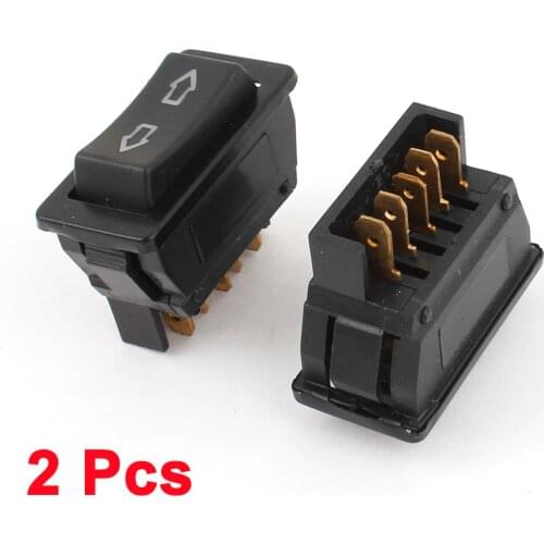UXCELL Car Auto Panel Mount 5 Pins Window Glass Lift Switch Button 12V 2 Pcs