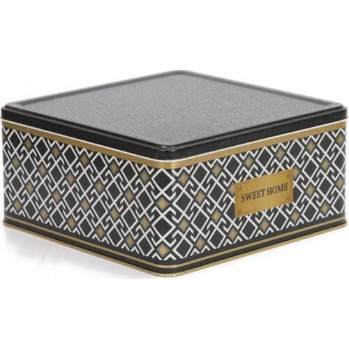 Patterned Metal Storage Box Square Flat Cover 6,51 Lt Aid Home Accessory Luxury 2021 Discounted Product