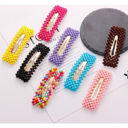 1 PC Korea Fashion Fluorescent Color Frosted Beads BB Clip Student Girl Simple Cute Beading Beautiful Hairpins Hair Accessories