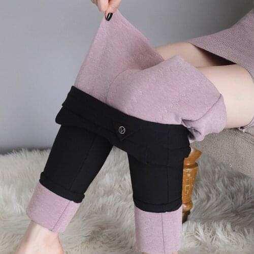 Women Solid Winter OL Blazer Pants Y2K Thichen Warm Pencil Pants Office Lady Pantalon Pour Femme Casual Fleece Trousers P234