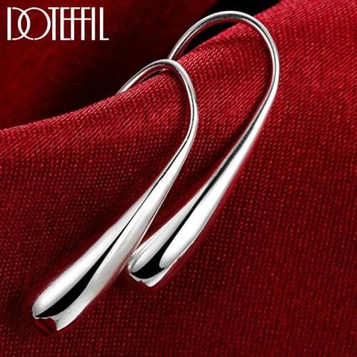 DOTEFFIL 925 Sterling Silver Teardrop/Water drop/Raindrop Stud Earrings For Woman Wedding Engagement Fashion Party Charm Jewelry