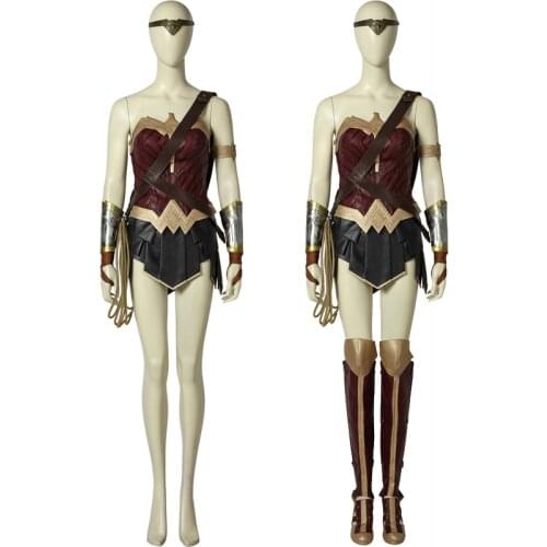 Women Halloween Party Wonder Girl Cosplay Costume Diana Prince Battle Outfit Party Full Props With Boots